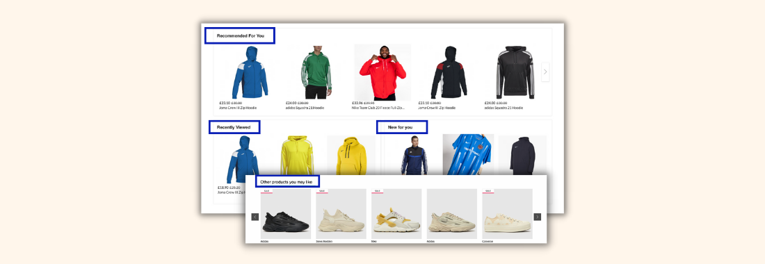 An example of smart merchandising on a sportswear eCommerce site