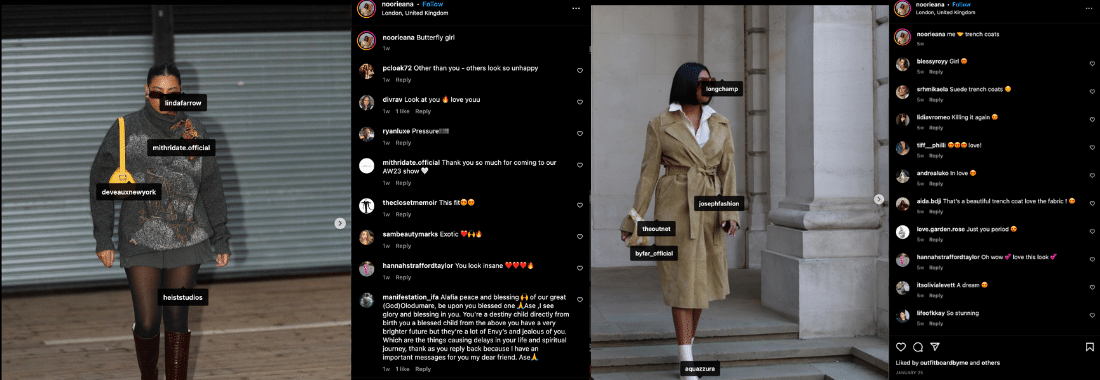 An example of an influencer promoting multiple brands on social media