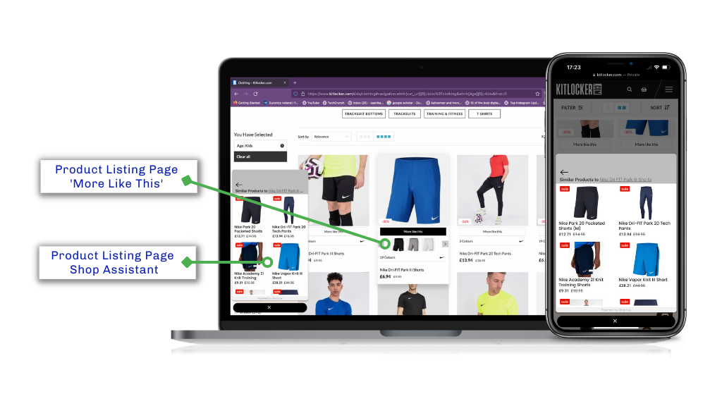 An example of AI-Powered Recommendations on the product listing page 